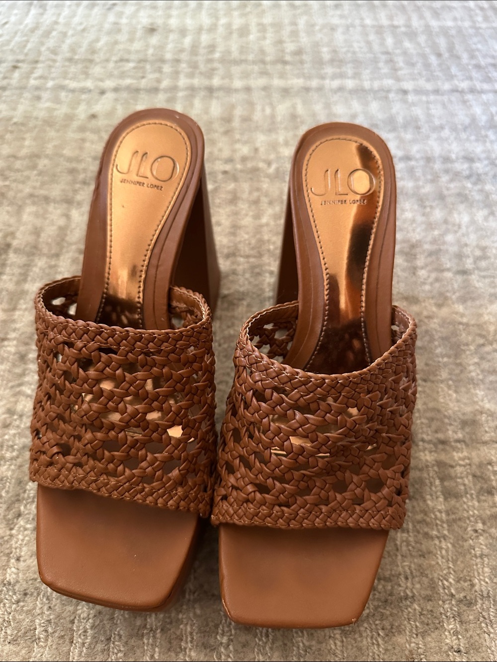 JLO Jennifer Lopez woven block-heel mules - Picture 1 of 4
